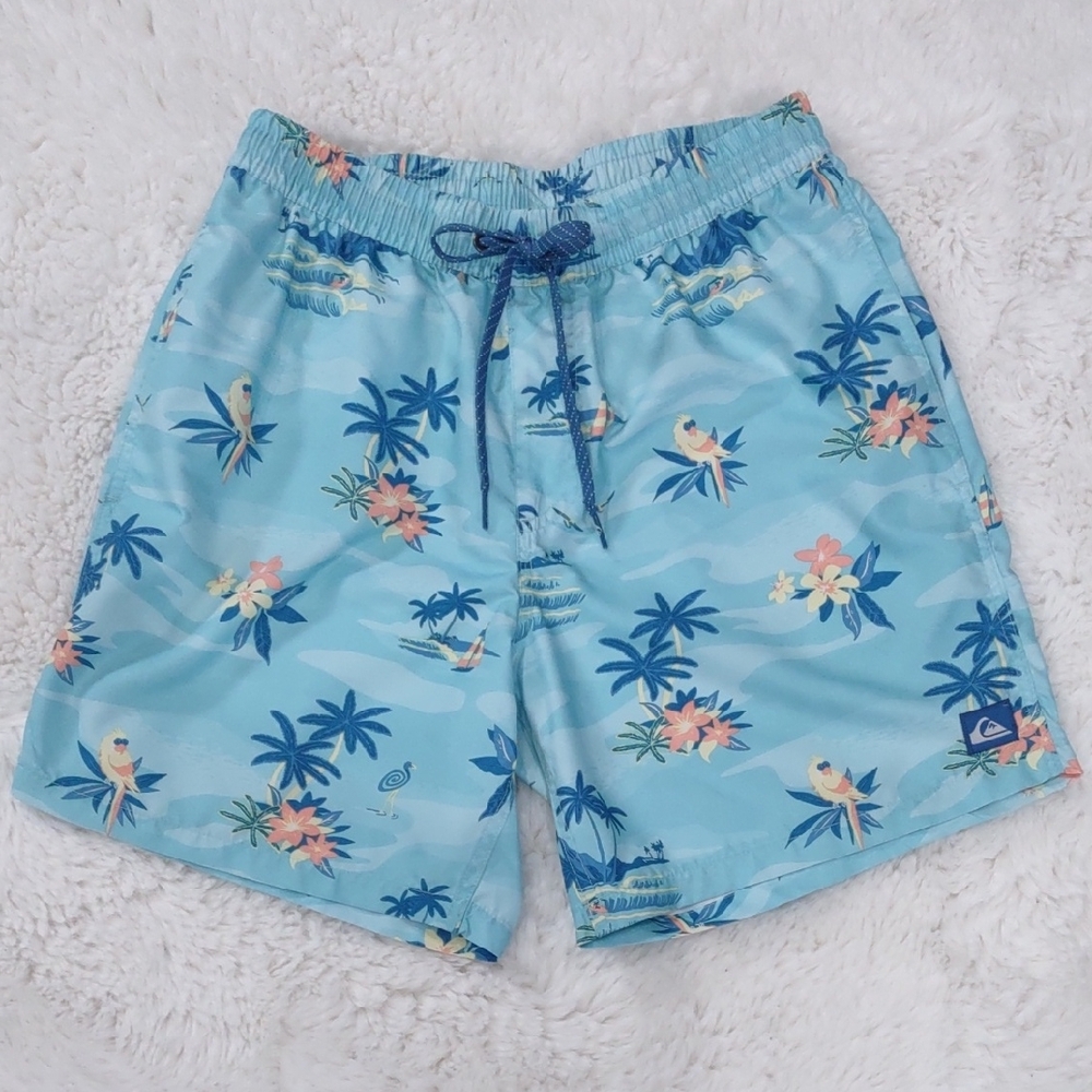Quiksilver Men's Blue Tropical Print Shorts